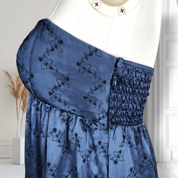 Vintage 90s Y2K Betsey Johnson Babydoll Dress Size XS/S Blue Silk Floral Print - Picture 9 of 14